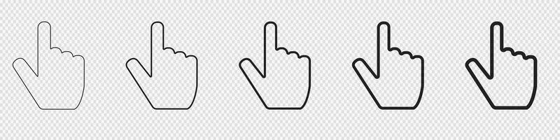 Computer mouse hand click cursor. Pointer finger cursor. vector