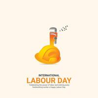 internacional labor día. labor día. creativo anuncios mayo 1er. 3d ilustración vector