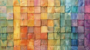 AI generated Wooden blocks create a vibrant and colorful background, Ai Generated. photo