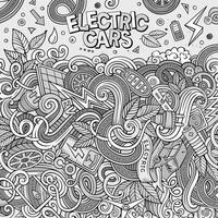 Cartoon doodles electric cars frame design vector