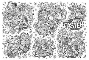 Sketchy vector hand drawn doodles cartoon set of Easter objects