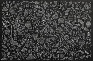 Chalkboard vector hand drawn Doodle Latin American objects