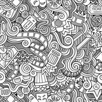 Cartoon doodles cinema seamless pattern vector