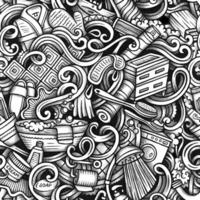 Bathroom vector hand drawn doodles seamless pattern. Graphics background design.