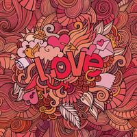 Love hand lettering and doodles elements background vector