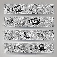 Corporate Identity vector templates set with doodles easter theme