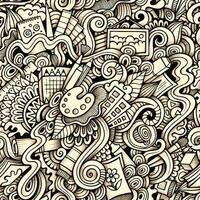Cartoon hand-drawn doodles on the subject of Art style theme vector