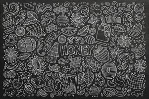 Vector cartoon set of Honey theme objects