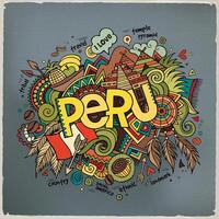 Peru hand lettering and doodles elements background. vector