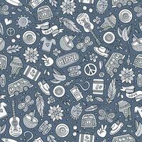 Cartoon hippie seamless pattern vector