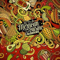 Cartoon mexican food doodles frame design vector