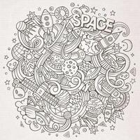 Cartoon hand-drawn doodles Space illustration vector