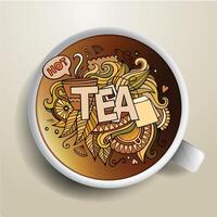 Tea hand lettering and doodles elements vector