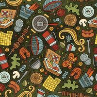 Cartoon cute hand drawn Picnic seamless pattern vector