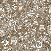 Cartoon cute hand drawn African seamless pattern vector