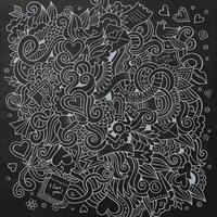 Cartoon vector hand-drawn Love Doodles. Chalkboard design