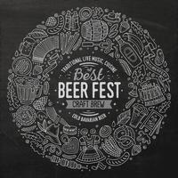 Set of Beer fest cartoon doodle objects round frame vector
