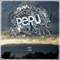 Peru hand lettering and doodles elements background. vector