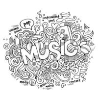 Music hand lettering and doodles elements vector