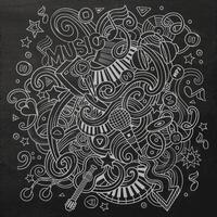 Hand-drawn chalkboard doodles Musical illustration vector
