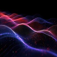 AI generated digital wave of particles futuristic point wave technology light effect photo