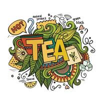 té mano letras y garabatos elementos antecedentes vector