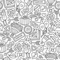 Cartoon doodles wedding seamless pattern vector