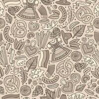 Cartoon cute hand drawn Beer fest seamless pattern vector