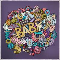 Cartoon vector hand drawn Doodle Baby illustration