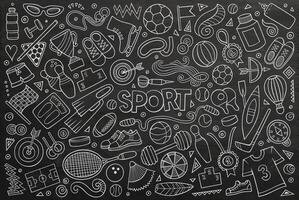 Doodle cartoon set of Sport objects and symbols vector