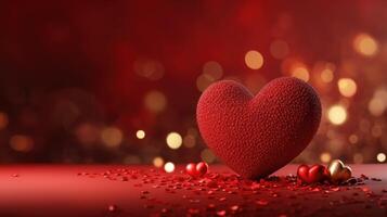 AI generated red hearts romantic background with a beautiful bokeh. Love, relationships, Valentine's day photo