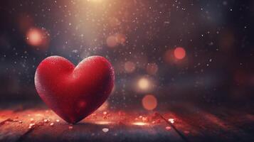 AI generated red hearts romantic background with a beautiful bokeh. Love, relationships, Valentine's day photo