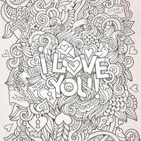 Love hand lettering and doodles elements background vector