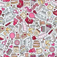 Cartoon doodles wedding seamless pattern vector