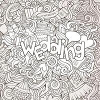 Wedding hand lettering and doodles elements sketch vector