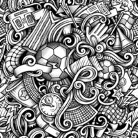 Football vector hand drawn doodles seamless pattern. Graphics background design.