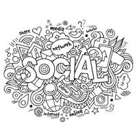 Social hand lettering and doodles elements background vector