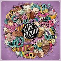 Cartoon hand-drawn doodles Ice Cream illustration vector