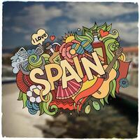 Spain hand lettering and doodles elements emblem vector