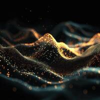 AI generated digital wave of particles futuristic point wave technology light effect photo