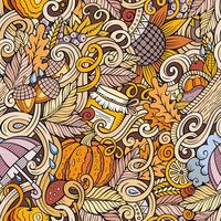 Cartoon cute doodles autumn seamless pattern vector