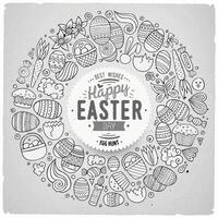 Vector set of Easter cartoon doodle objects