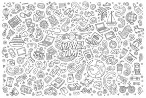 Set of travel planning objects and symbols vector