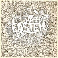 Easter hand lettering and doodles elements vector