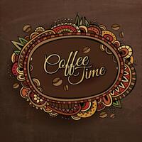 Coffee time decorative border label design. vector