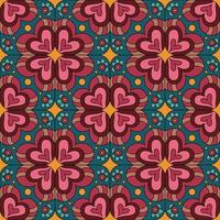 Decorative ethnic abstract love, heart, flowers pattern. vector