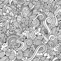 Easter doodles vector seamless pattern