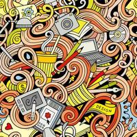 Cartoon hand-drawn doodles on the subject of Design seamless pattern vector