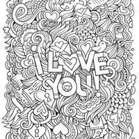 Love hand lettering and doodles elements background vector