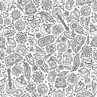 Cartoon hippie seamless pattern vector